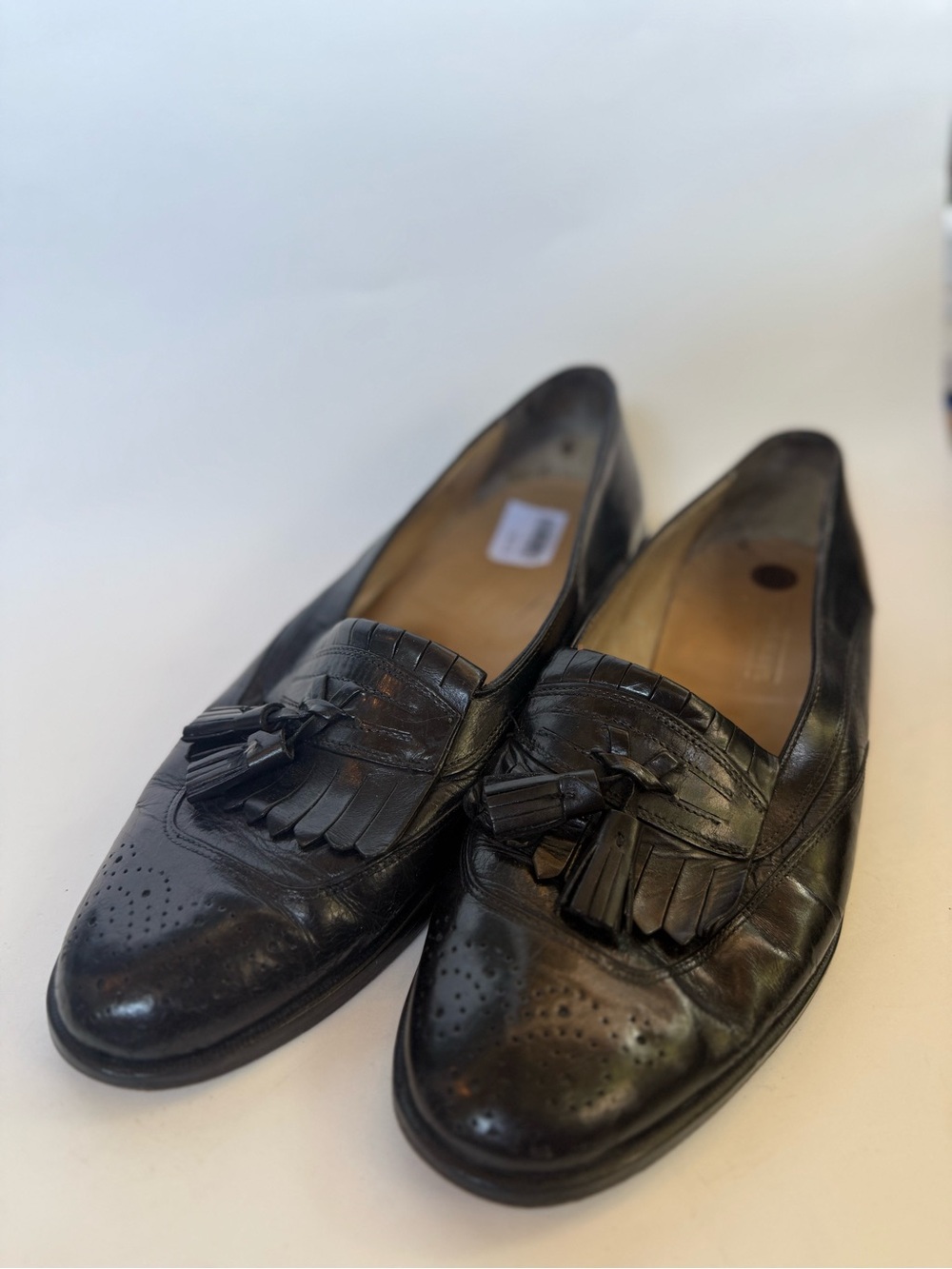 Johnston & Murphy Black Leather Tassel Kiltie Loafers